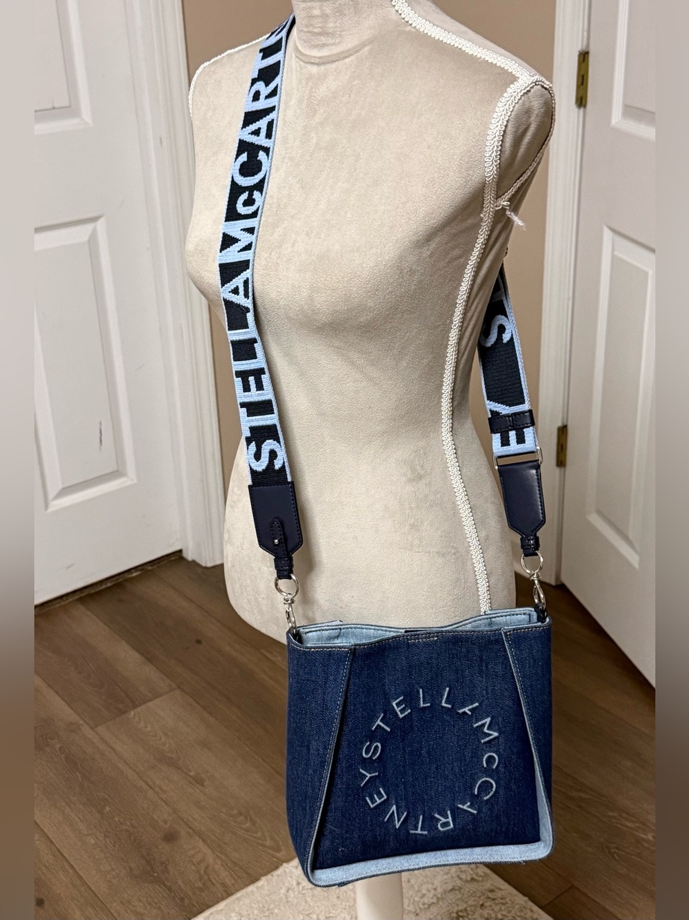 Excellent condition STELLA MCCARTNEY ECO Denim Crossbody Bag With Logo Strap